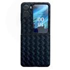 For OPPO Find N2 Flip Woven Texture Folding PU Phone Case(Black) - 1