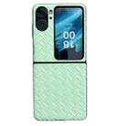 For OPPO Find N2 Flip Woven Texture Folding PU Phone Case(Green) - 1