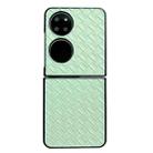 For Huawei P50 Woven Texture Folding PU Phone Case(Green) - 1