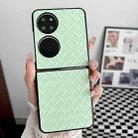 For Huawei P50 Woven Texture Folding PU Phone Case(Green) - 2