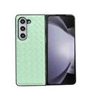 For Samsung Galaxy Z Fold5 Woven Texture Folding PU Phone Case(Green) - 1