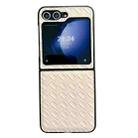 For Samsung Galaxy Z Flip5 Woven Texture Folding PU Phone Case(Gold) - 1