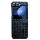 For Samsung Galaxy Z Flip5 Woven Texture Folding PU Phone Case(Black) - 1