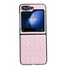 For Samsung Galaxy Z Flip5 Woven Texture Folding PU Phone Case(Pink) - 1