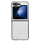 For Samsung Galaxy Z Flip5 Woven Texture Folding PU Phone Case(White) - 1