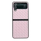 For Samsung Galaxy Z Flip4 Woven Texture Folding PU Phone Case(Pink) - 1