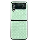 For Samsung Galaxy Z Flip4 Woven Texture Folding PU Phone Case(Green) - 1