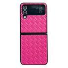 For Samsung Galaxy Z Flip3 Woven Texture Folding PU Phone Case(Rose Red) - 1
