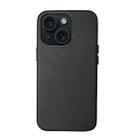 For iPhone 15 Lamb Grain PU Back Cover Phone Case(Black) - 1