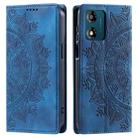 For Motorola Moto E13 Totem Embossed Magnetic Leather Phone Case(Blue) - 1