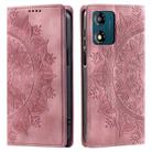 For Motorola Moto E13 Totem Embossed Magnetic Leather Phone Case(Rose Gold) - 1