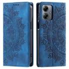 For Motorola Moto G14 Totem Embossed Magnetic Leather Phone Case(Blue) - 1