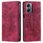 For Motorola Moto G14 Totem Embossed Magnetic Leather Phone Case(Red) - 1