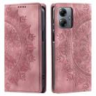 For Motorola Moto G14 Totem Embossed Magnetic Leather Phone Case(Rose Gold) - 1