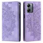 For Motorola Moto G14 Totem Embossed Magnetic Leather Phone Case(Purple) - 1