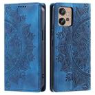 For Motorola Moto G32 Totem Embossed Magnetic Leather Phone Case(Blue) - 1