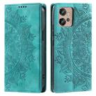 For Motorola Moto G32 Totem Embossed Magnetic Leather Phone Case(Green) - 1