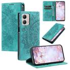 For Motorola Moto G53 Totem Embossed Magnetic Leather Phone Case(Green) - 1