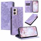 For Motorola Moto G53 Totem Embossed Magnetic Leather Phone Case(Purple) - 1