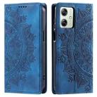 For Motorola Moto G54 Totem Embossed Magnetic Leather Phone Case(Blue) - 1