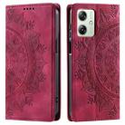 For Motorola Moto G54 Totem Embossed Magnetic Leather Phone Case(Red) - 1