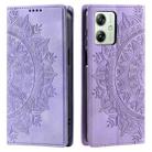 For Motorola Moto G54 Totem Embossed Magnetic Leather Phone Case(Purple) - 1