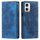 For Motorola Moto G73 Totem Embossed Magnetic Leather Phone Case(Blue) - 1