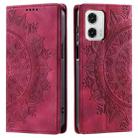 For Motorola Moto G73 Totem Embossed Magnetic Leather Phone Case(Red) - 1