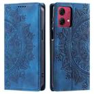 For Motorola Moto G84 Totem Embossed Magnetic Leather Phone Case(Blue) - 1