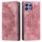 For Motorola Edge 50 Pro Totem Embossed Magnetic Leather Phone Case(Rose Gold) - 1