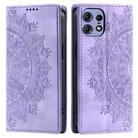 For Motorola Edge 50 Pro Totem Embossed Magnetic Leather Phone Case(Purple) - 1