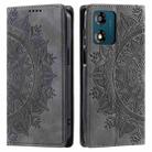 For Motorola Moto E14 Totem Embossed Magnetic Leather Phone Case(Grey) - 1