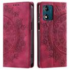 For Motorola Moto E14 Totem Embossed Magnetic Leather Phone Case(Red) - 1