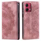 For Motorola Moto G85 Totem Embossed Magnetic Leather Phone Case(Rose Gold) - 1