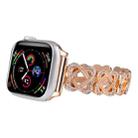 For Apple Watch Series 4 44mm Hearts Crossed Diamond Metal Watch Band(Rose Gold) - 2