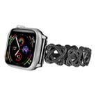 For Apple Watch Series 3 42mm Hearts Crossed Diamond Metal Watch Band(Black) - 2