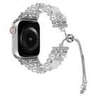 For Apple Watch SE 2023 44mm Beaded Onyx Retractable Chain Watch Band(White) - 1