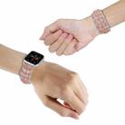 For Apple Watch SE 2023 44mm Beaded Diamond Bracelet Watch Band(Pink) - 3