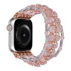 For Apple Watch Series 8 45mm Beaded Diamond Bracelet Watch Band(Pink) - 1