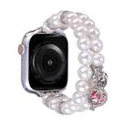 For Apple Watch Series 6 44mm Beaded Dual Row Pearl Bracelet Watch Band(White) - 1