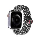 For Apple Watch Series 3 38mm Beaded Dual Row Pearl Bracelet Watch Band(Black) - 1