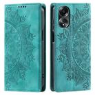 For OPPO A58 4G Totem Embossed Magnetic Leather Phone Case(Green) - 1