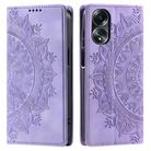 For OPPO A58 4G Totem Embossed Magnetic Leather Phone Case(Purple) - 1