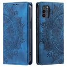 For OPPO Reno6 5G Totem Embossed Magnetic Leather Phone Case(Blue) - 1