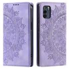 For OPPO Reno6 5G Totem Embossed Magnetic Leather Phone Case(Purple) - 1