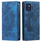 For OPPO Reno7 5G Totem Embossed Magnetic Leather Phone Case(Blue) - 1