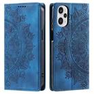 For Xiaomi Poco F5 / Redmi Note 12 Turbo Totem Embossed Magnetic Leather Phone Case(Blue) - 1