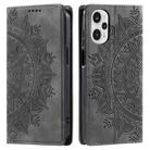 For Xiaomi Poco F5 / Redmi Note 12 Turbo Totem Embossed Magnetic Leather Phone Case(Grey) - 1