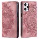 For Xiaomi Poco F5 / Redmi Note 12 Turbo Totem Embossed Magnetic Leather Phone Case(Rose Gold) - 1