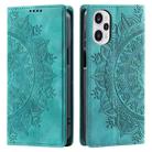 For Xiaomi Poco F5 / Redmi Note 12 Turbo Totem Embossed Magnetic Leather Phone Case(Green) - 1